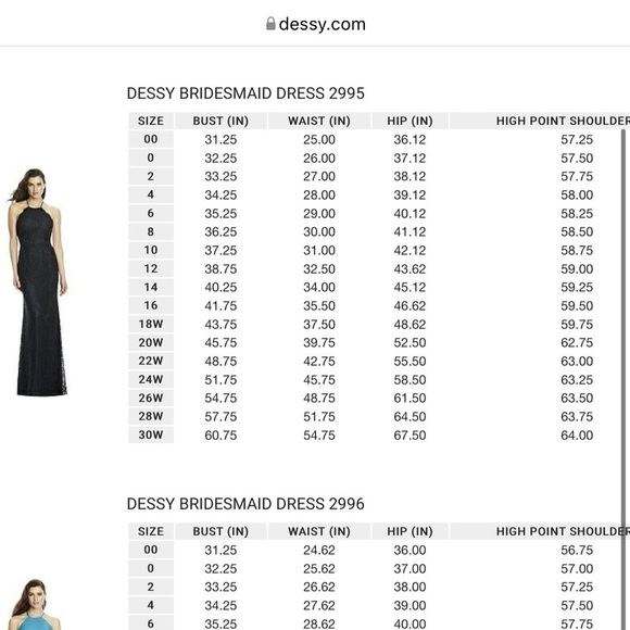 Dessy Collection Navy Midnight Lace Strappy Back Gown Dress NWT Style 2995 - Picture 7 of 7